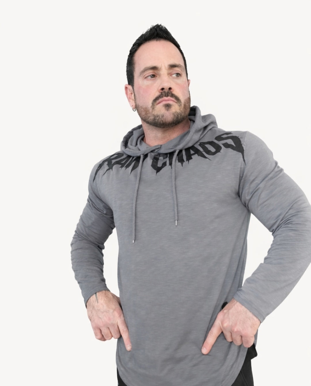 MUSCLE HOODIE! in 3 colors NOW! new (thorn) and (razor) logo option! white logo only.