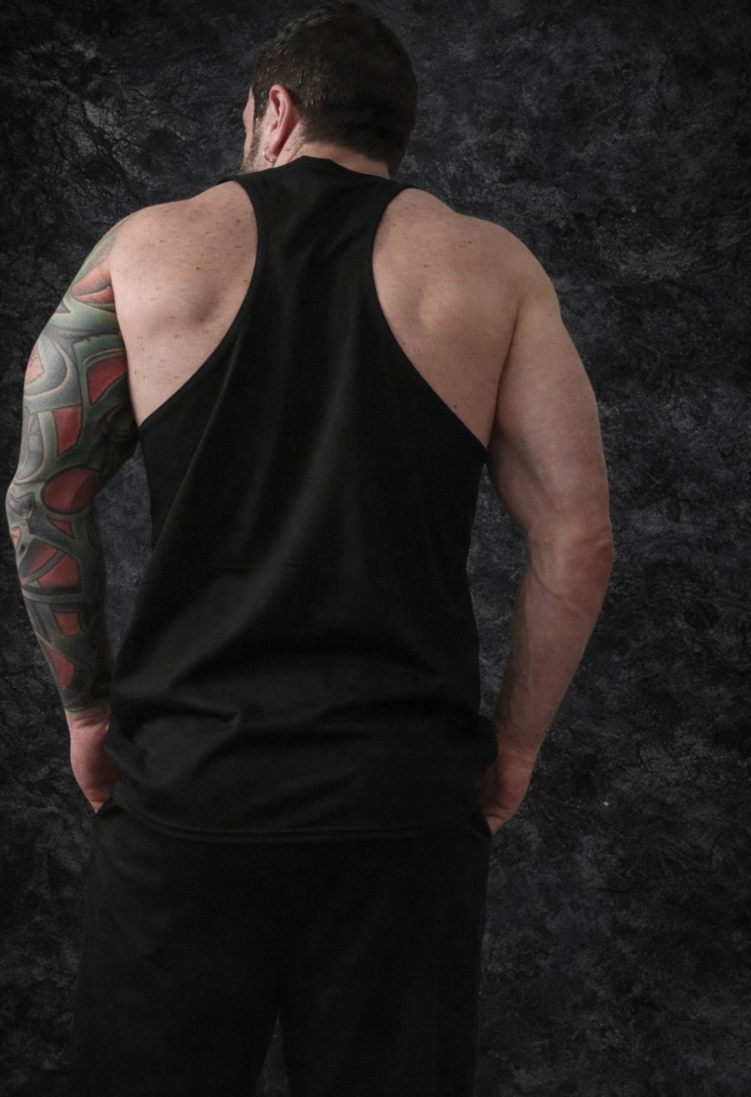 open back (CUTTOFF!)  workout shirt cotton blend In black! The perfect cut! Choose your logo color!