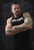 open back (CUTTOFF!)  workout shirt cotton blend In black! The perfect cut! Choose your logo color!