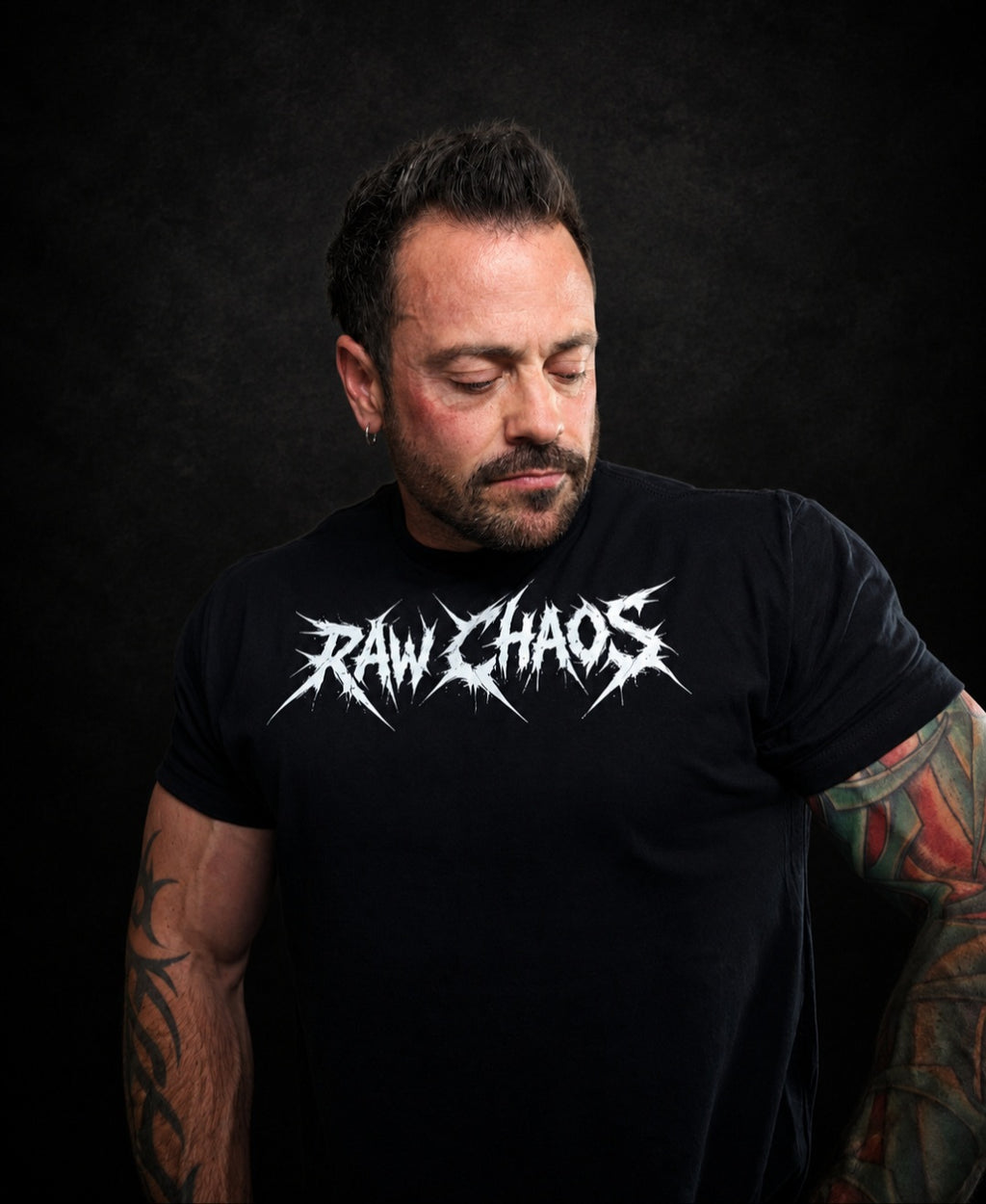 NEW!!! short sleeve cotton t-shirt/muscle shirt. Black with white logo (Raw Chaos street wear!)