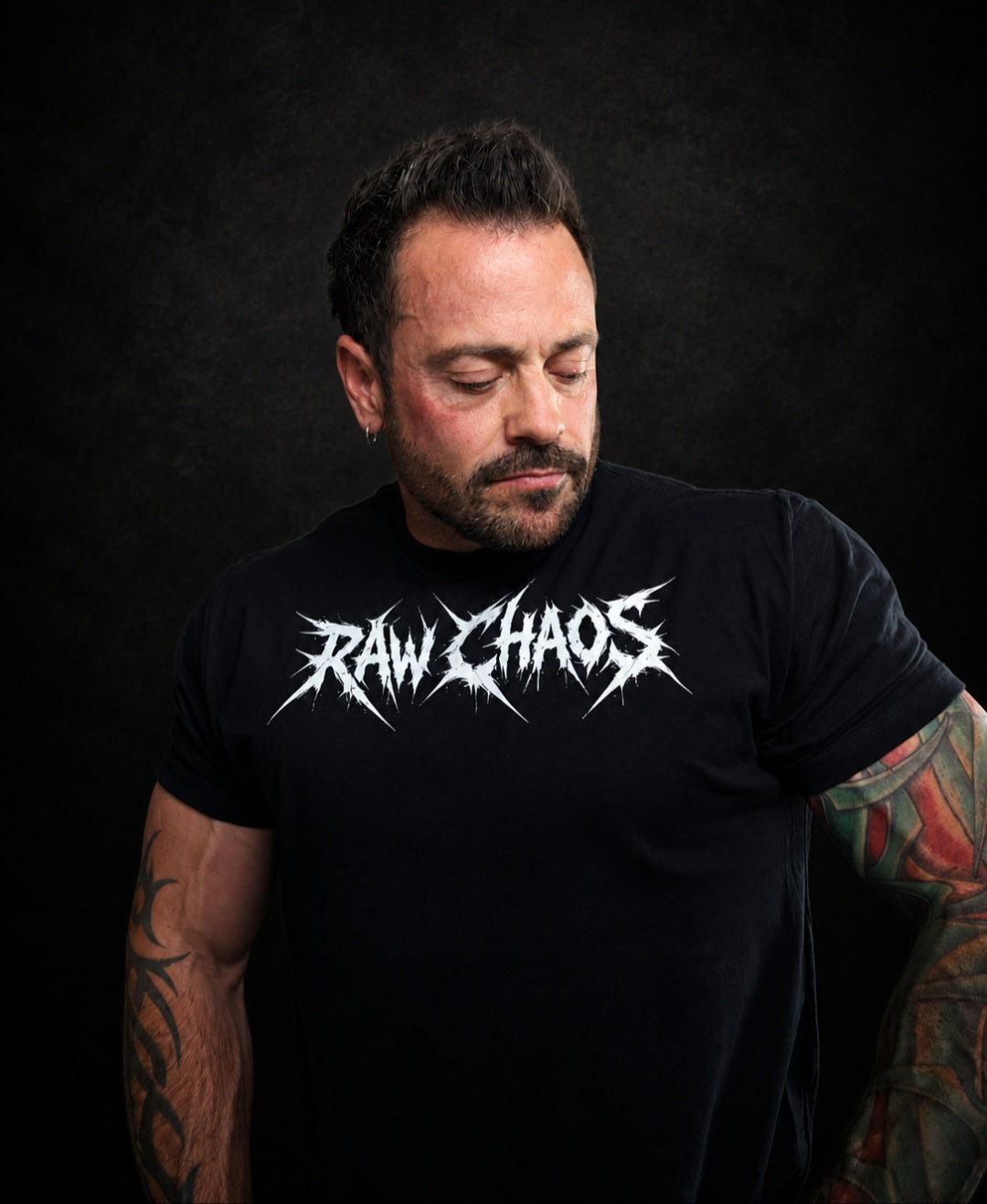 NEW!!! short sleeve cotton t-shirt/muscle shirt. Black with white logo (Raw Chaos street wear!)