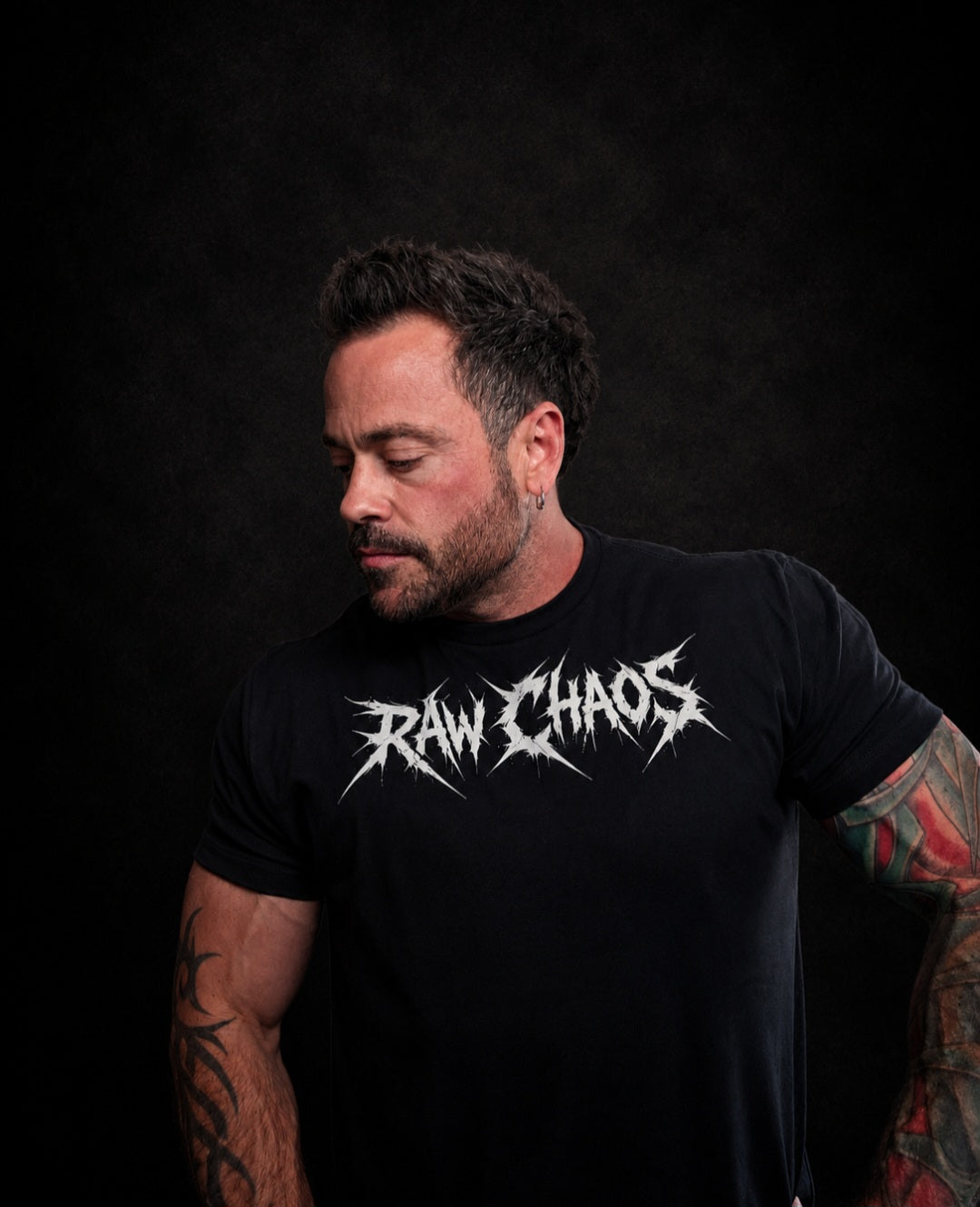 NEW!!! short sleeve cotton t-shirt/muscle shirt. Black with white logo (Raw Chaos street wear!)