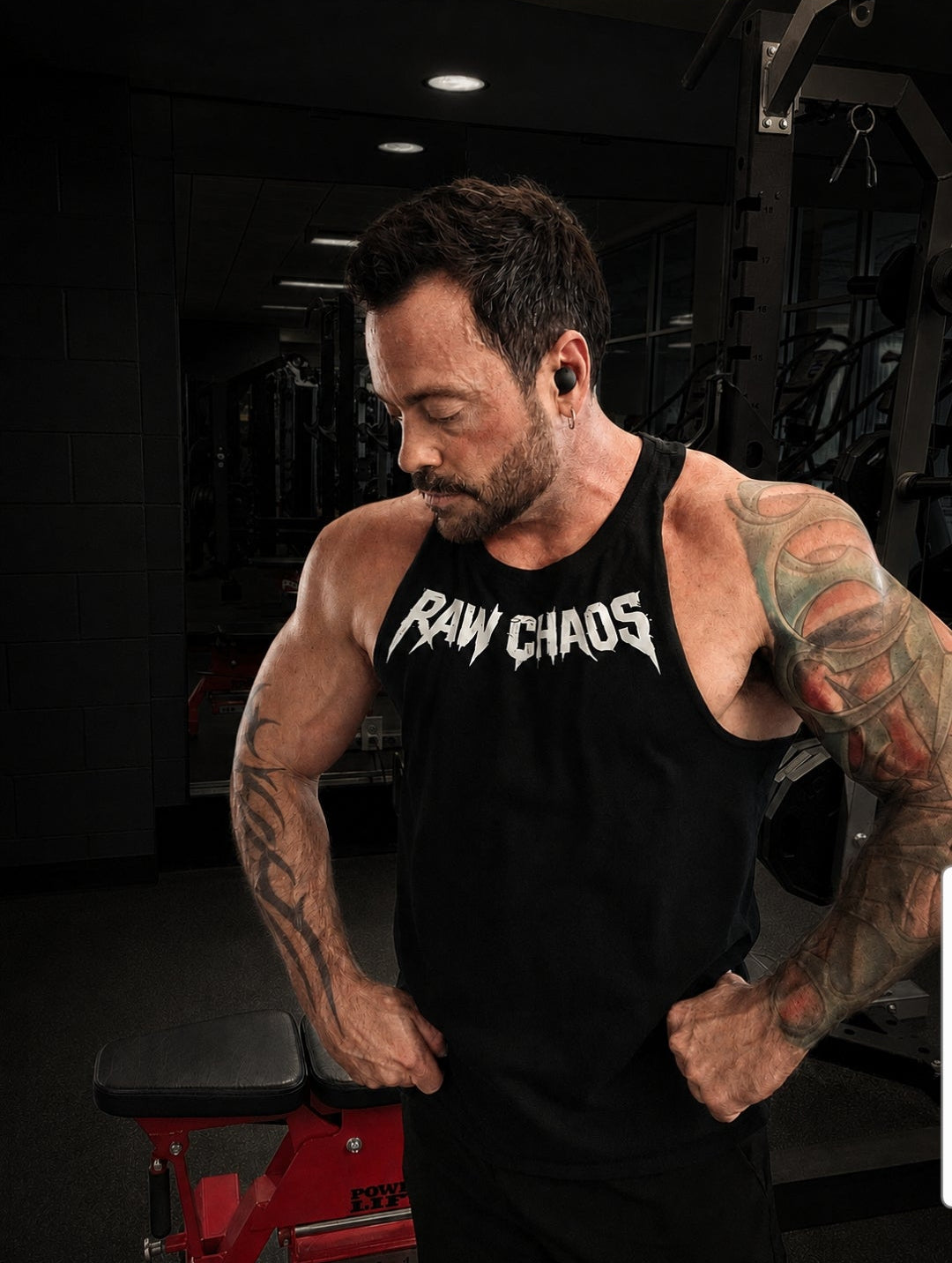 open back (CUTTOFF!)  workout shirt cotton blend In black! The perfect cut! Choose your logo color! Vamp logo!
