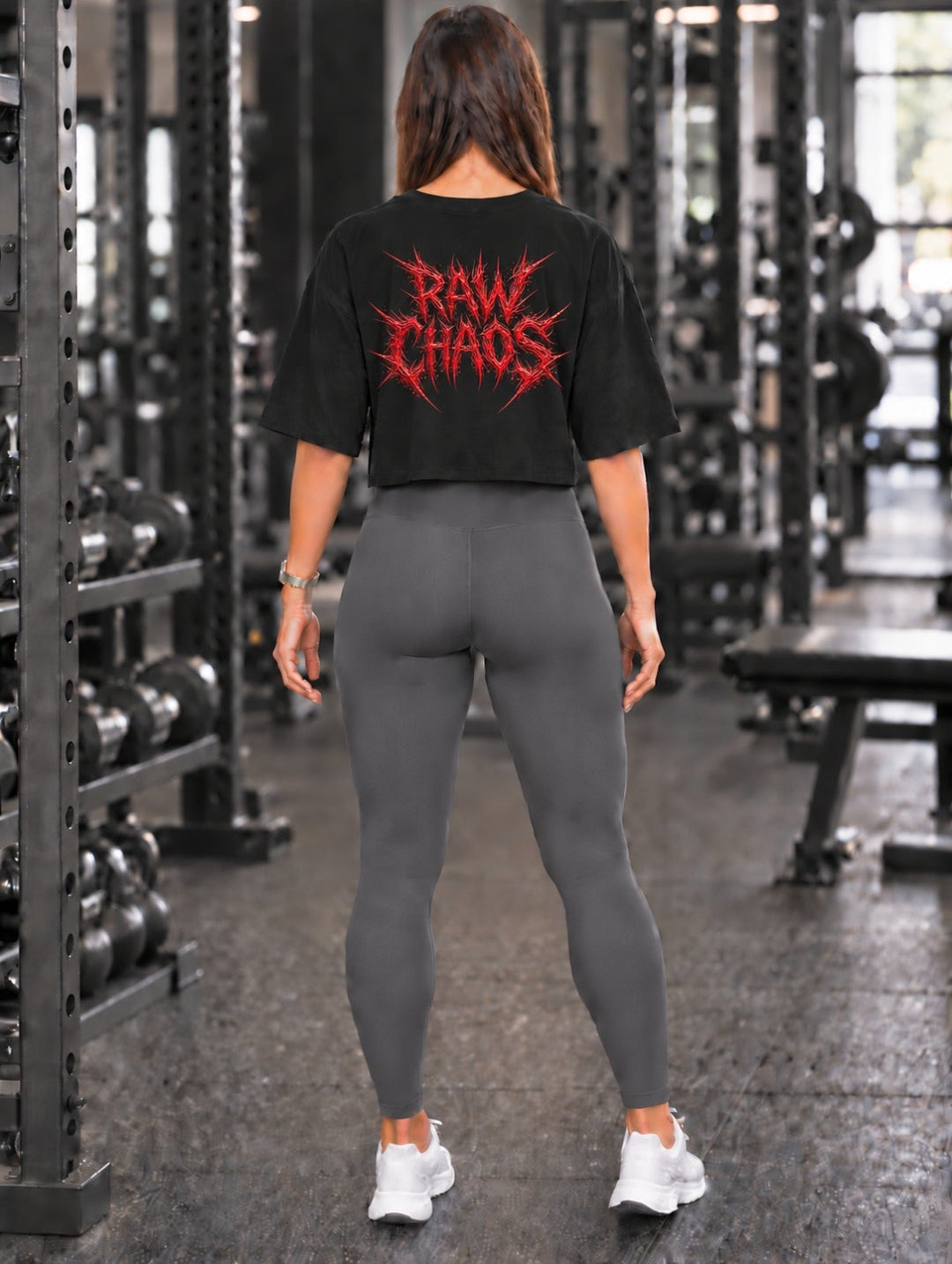 Womens crop top! Red/orange cloud of thorn's logo.