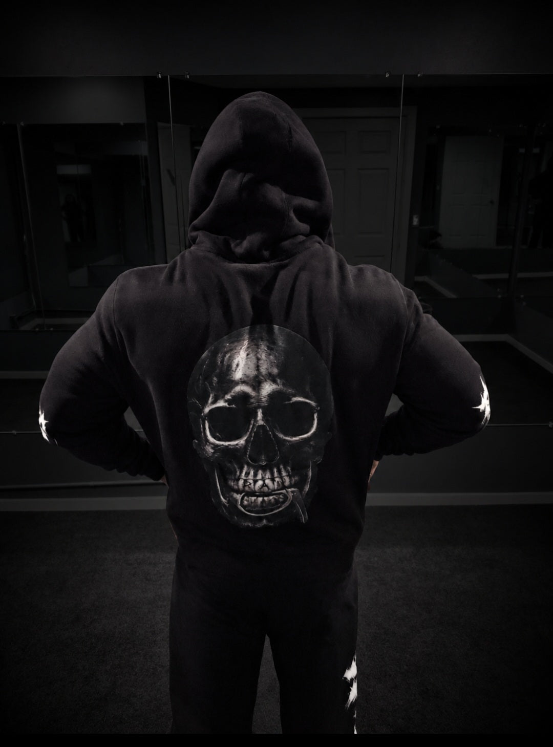 Hoodie/zip up/ pin head logo/thorns logo.