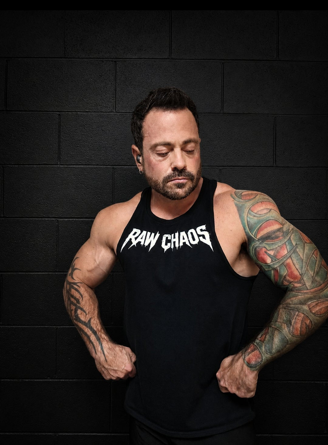 open back (CUTTOFF!)  workout shirt cotton blend In black! The perfect cut! Choose your logo color! Vamp logo!