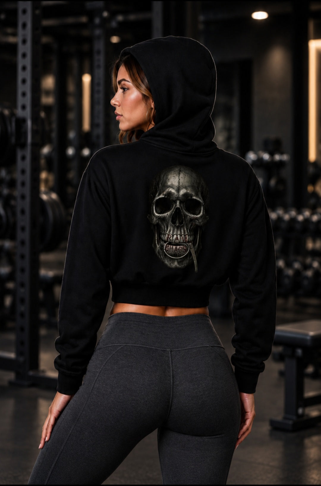 Womens crop top hoodie! Pin head logo!