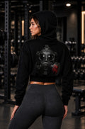 Womens crop top hoodie! Out of gas gas mask logo!