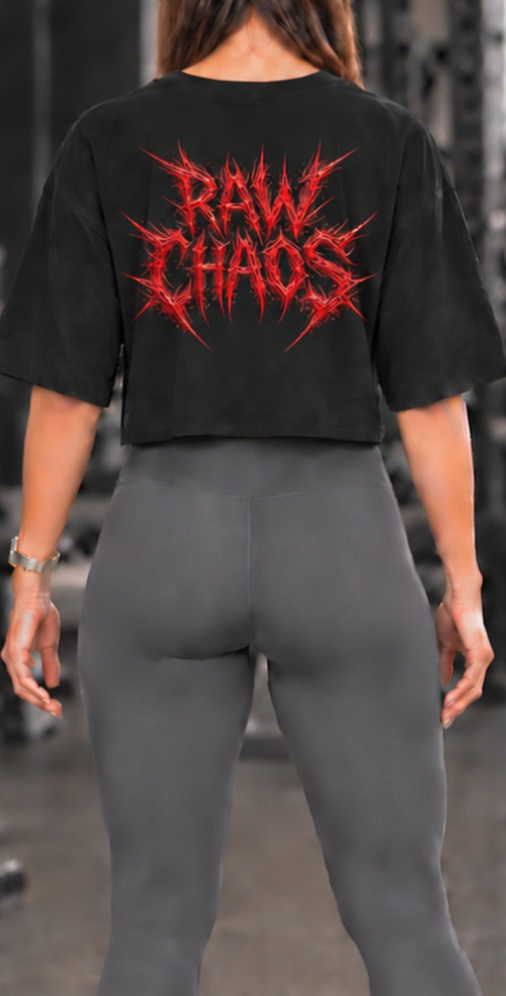 Womens crop top! Red/orange cloud of thorn's logo.