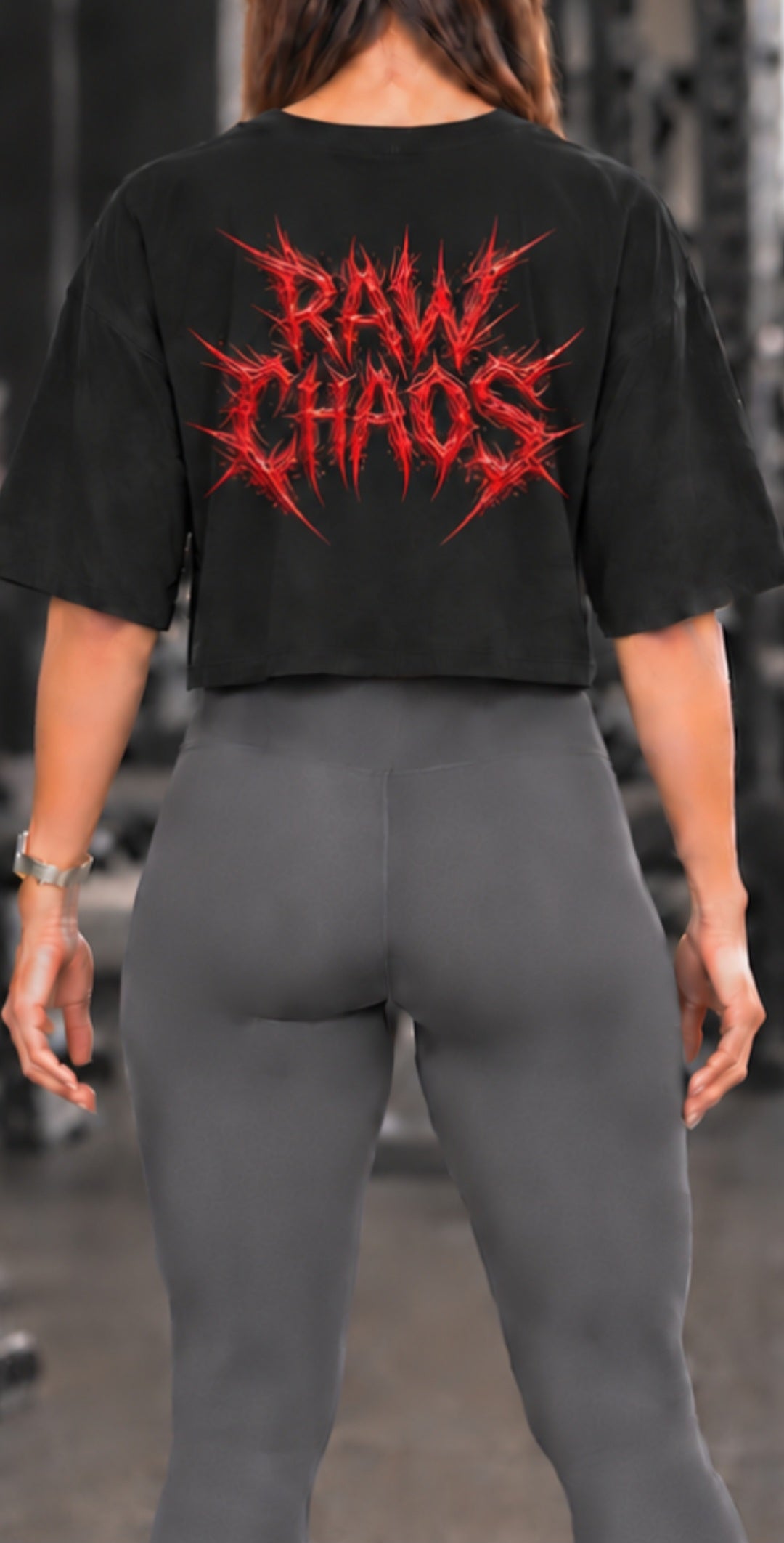 Womens crop top! Red/orange cloud of thorn's logo.